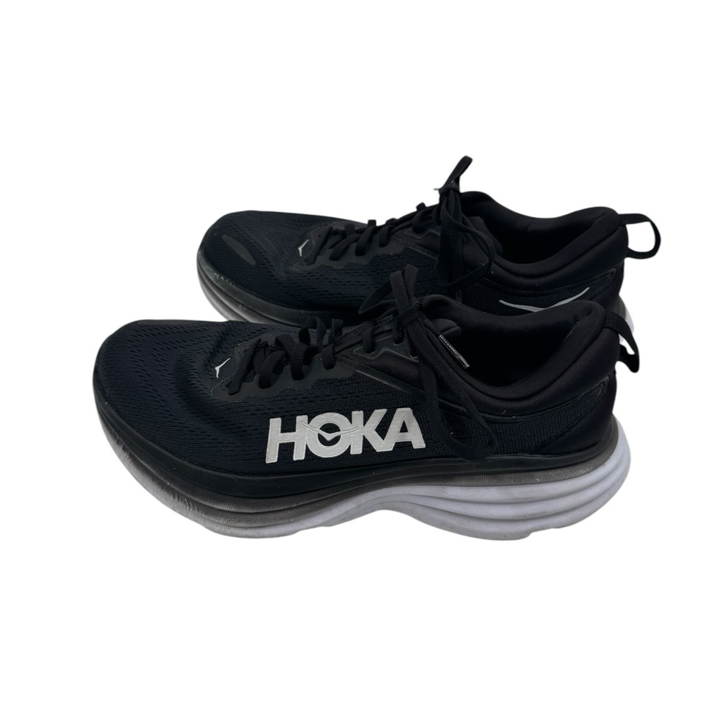 Hoka One One Bondi 8 Athletic Running Sneaker Shoes Black White Size 9 B - Picture 3 of 10